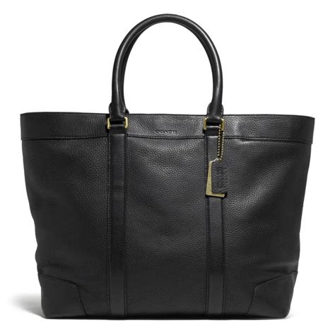 Coach Bleecker Weekend Tote In Pebbled Leather In Black For Men Lyst