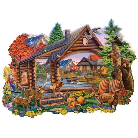Autumn Retreat 300 Large Piece Shaped Jigsaw Puzzle Bits And Pieces