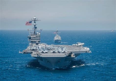 The Aircraft Carrier Uss Ronald Reagan Visits South Korea For First