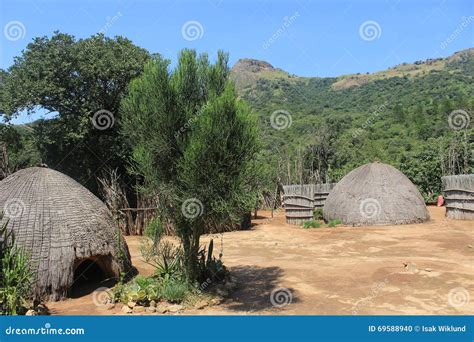 Traditional African Village Huts In Mantenga Swaziland Southern