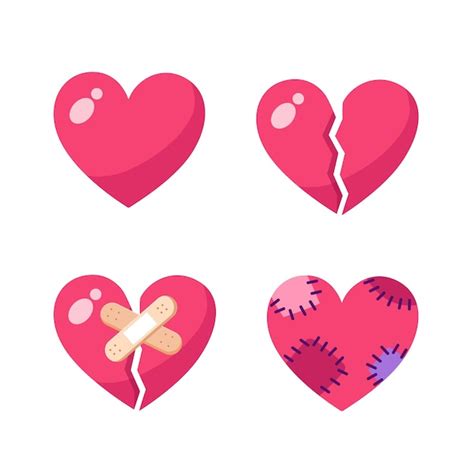 Premium Vector Set Of Broken Hearts Isolated On White Background