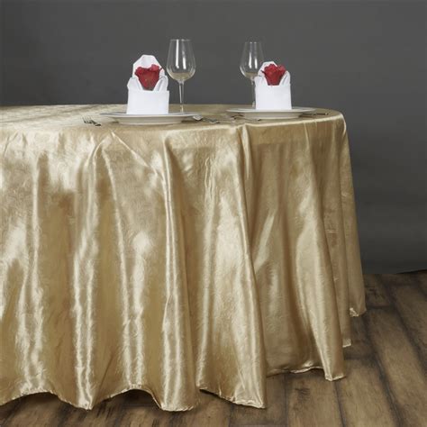 Buy Lily Embossed Satin Tablecloth 120 Round Champagne At Tablecloth Factory