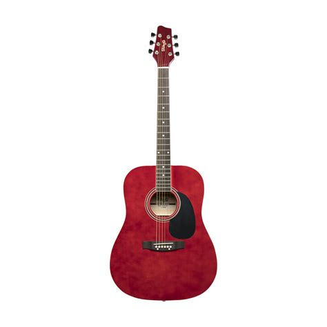 Red Dreadnought Acoustic Guitar With Basswood Top Stagg