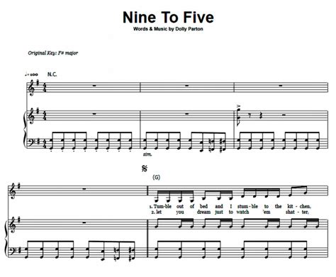 Dolly Parton 9 To 5 Free Sheet Music Pdf For Piano The Piano Notes