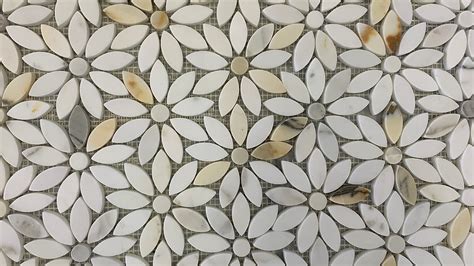 Calacatta Marble Daisy Flower Mosaic Tiles Marblemosaics