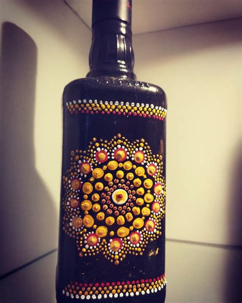Mandala Art On Bottle Bottle Art Bottles Decoration Diy Bottle Crafts