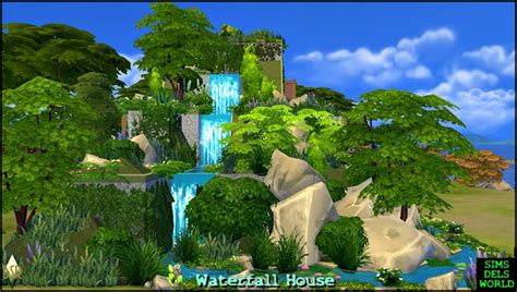 Simsdelsworld The Sims 4 Waterfall House