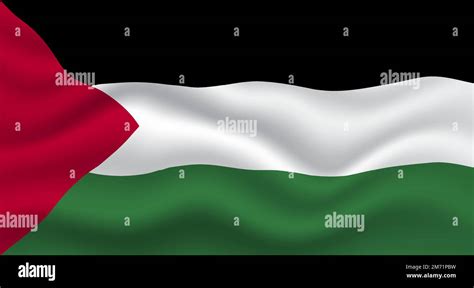 Waved Palestine Flag Vector Realistic Illustration Of Palestine Flag