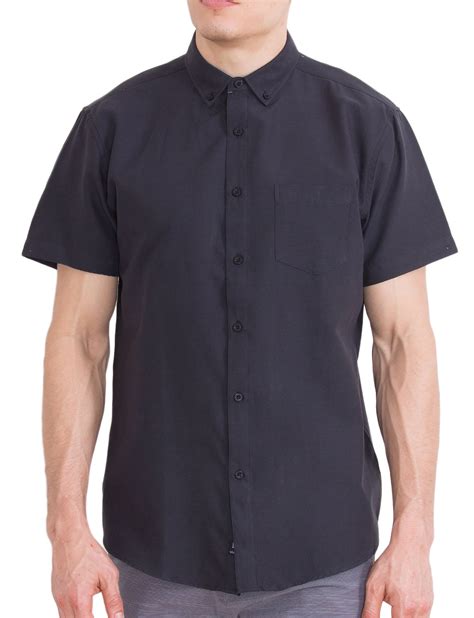 Visive Visive Mens Short Sleeve Casual Solid Oxford Collared Button