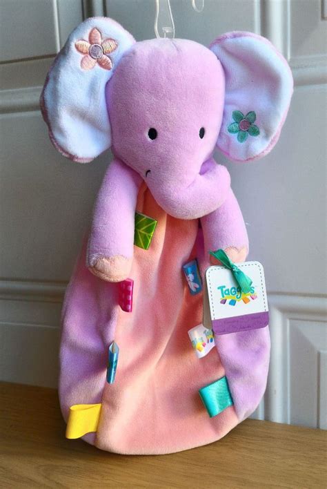 Nwt Taggies Purple Elephant Plush Rattle Baby Gril Security Blanket
