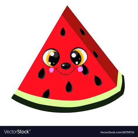 Cute Cartoon Watermelon Enjoying Summer Season Vector Image