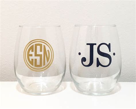 Monogrammed Stemless Wine Glass Initially Yours