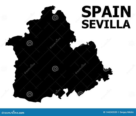 Vector Flat Map Of Sevilla Province With Caption Stock Vector