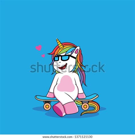 Cute Unicorn Skate Vector De Stock Libre De Regalías 1371121130