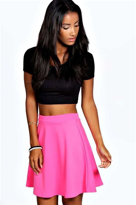 14 Hot Pink Skater Skirt Boohoo Roseanna Colour Pop Skater Skirt