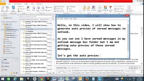 Auto Preview Unread Messages In Outlook Youtube