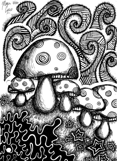 Stoner Trippy Mushroom Coloring Pages Ana Candelaioull