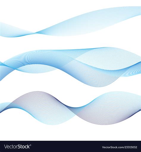 Abstract Blue Sea Waves Lines Isolated Royalty Free Vector