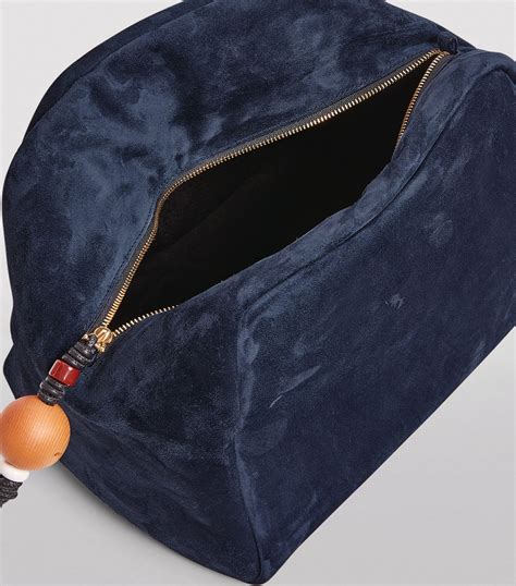 Loro Piana Navy Large Suede Puffy Pouch Harrods Uk
