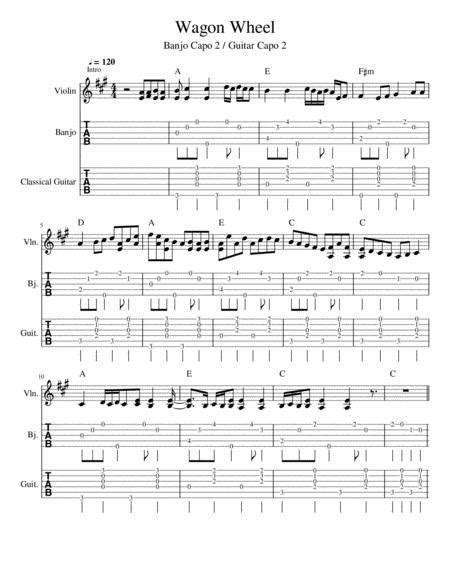 Preview Wagon Wheel Fiddle Lead Notation Guitar And Banjo