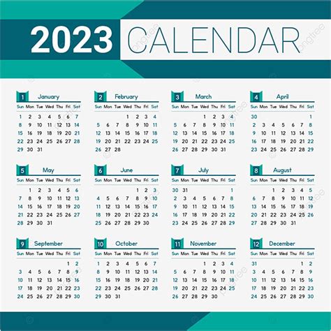 2023 Calendar Planner Vector Hd Png Images Calendar 2023 In Green