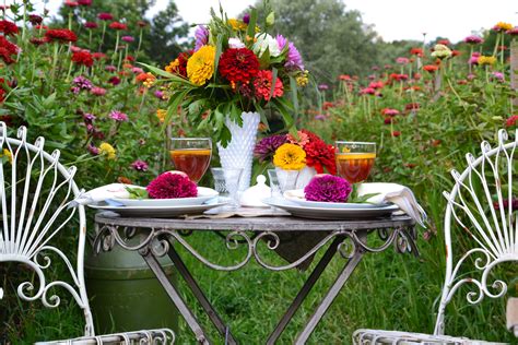 A Garden Tablescape For Two Set In A Field Of Flowers Flower Field