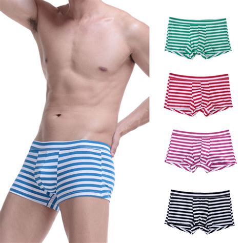 men fashion striped u convex boxers mid rise briefs underwear shorts underpants underwear shorts