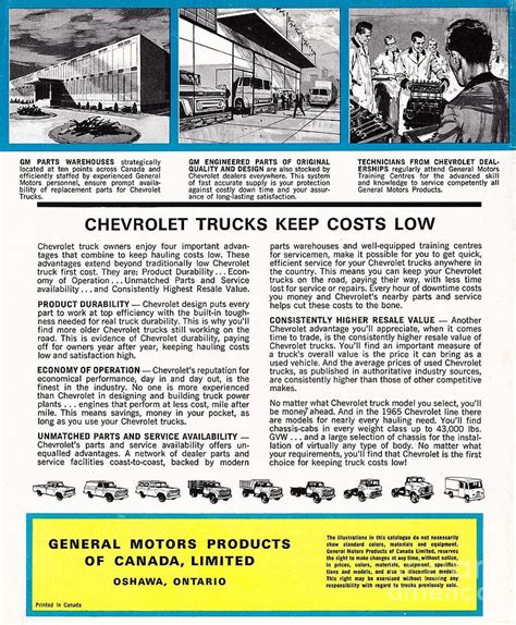 1965 Chevrolet Hd Trucks Brochure Page 16 Photograph By Vintage