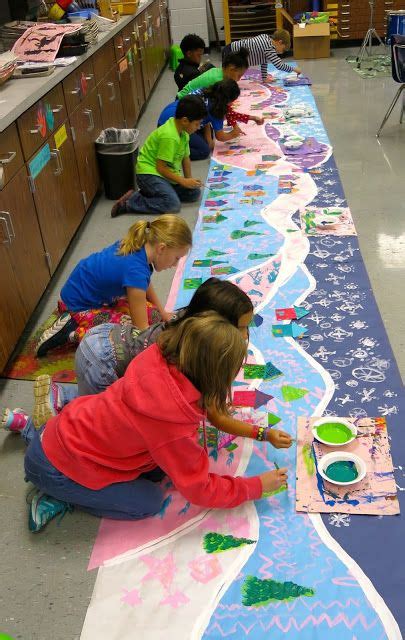 In The Art Room A Winter Mural Collaborative Group Art Projects