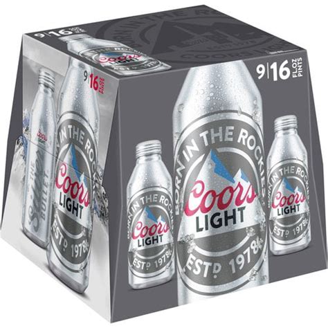 Coors Light Lager Beer 9 Pack 16 Fl Oz Aluminum Bottles 42 Abv
