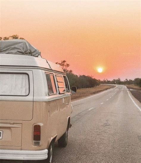 Beautiful Road Sunset Vw Camper Van Life Beach Vibe