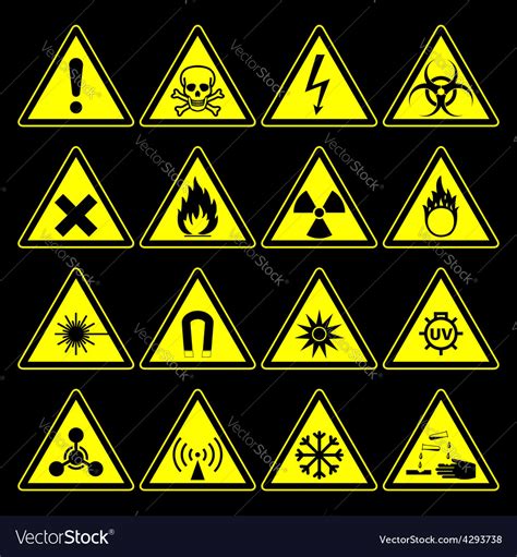 Hazard Symbols And Signs Collection Royalty Free Vector