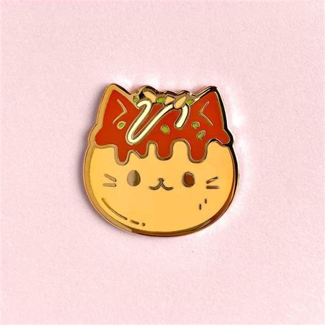 Takoyaki Cat Hard Enamel Pins Food Japanese Japan Gold Etsy In