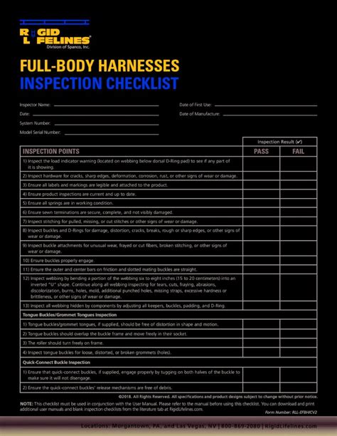 Pdf Full Body Harnesses Inspection Checklist Full