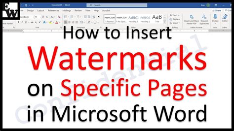 How To Insert Watermarks On Specific Pages In Microsoft Word Youtube