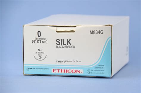 Ethicon Suture M834g 0 Silk Black 4 X 30 Sh Taper Ms4 4 Sutures