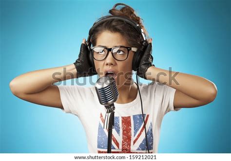 Singing Woman Retro Microphone Stock Photo 159212021 Shutterstock