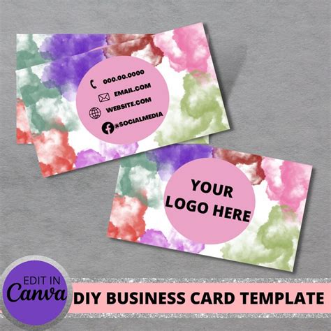 Editable Muilti Colored Business Cards Silver Design Business Card Diy