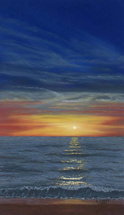 Blueberry Beach Sunset Pastel By George Burr