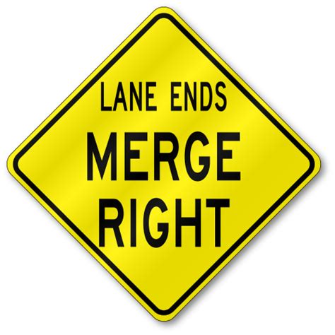 Lane Ends Merge Right W9 2r Traffic Sign 080 Outdoor Reflective