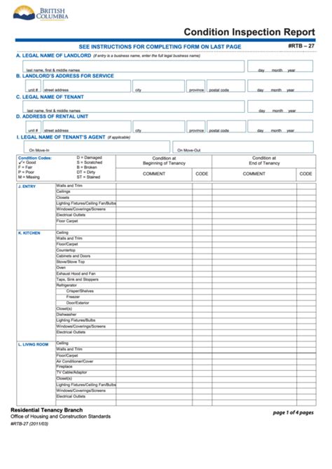Condition Inspection Report Rto 27 Printable Pdf Download