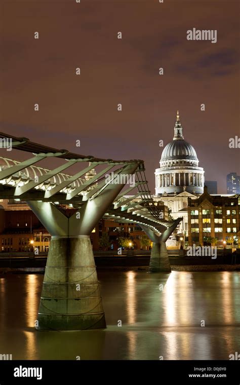 A View Of The Millennium Bridge With St Pauls Cathedral In The