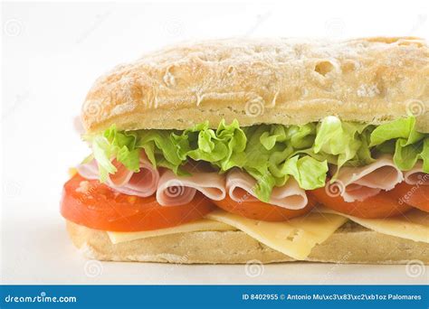 Delicious Sandwich Of Ham Cheese Lettuce Tomato Stock Image Image Of Cuts Bread 8402955