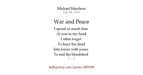 War And Peace By Michael Marchese Hello Poetry