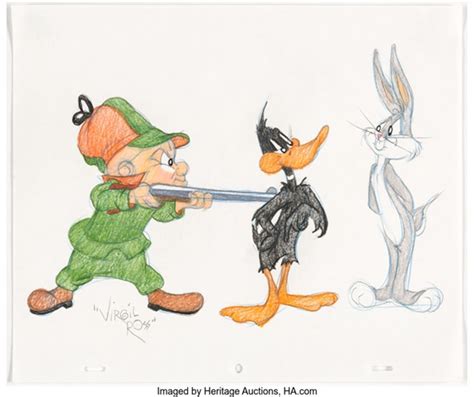 Virgil Ross Bugs Bunny Daffy Duck And Elmer Fudd Drawing Warner