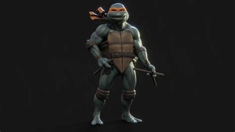 3d Model Michelangelo Teenage Mutant Ninja Turtle Vr Ar Low Poly