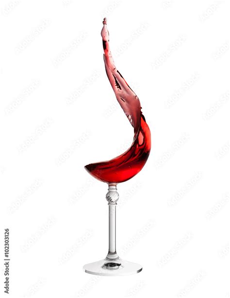 Wine Splash In Glass Without Glass Isolated On White Background Stock