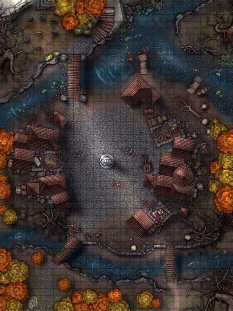 The Cursed Village 35x46 Battlemap Dndmaps Fantasy City Map