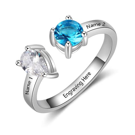 Birthstone Rings Mothers Rings 925 Sterling Silver Personalized