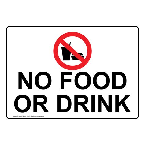 No Food Or Drink Sign With Symbol Nhe 35049
